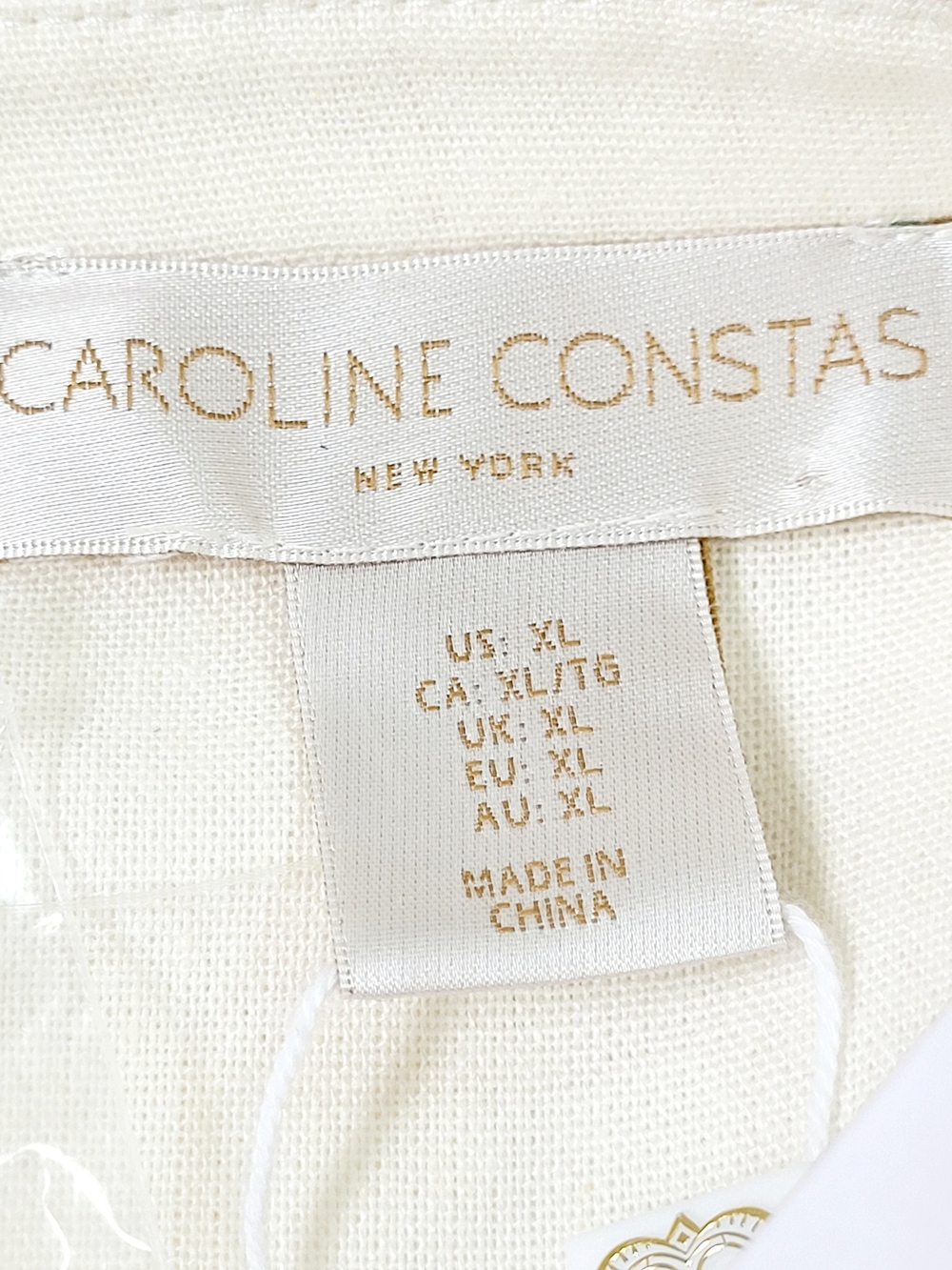 NWT CAROLINE CONSTAS Battenburg Lace Linen Blend Button Down Shirt XL Ivory - Picture 7 of 11